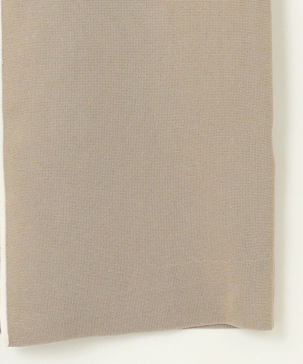 自由区 【洗える】ドライコットンハイゲージニット アウター ベージュ×ホワイト