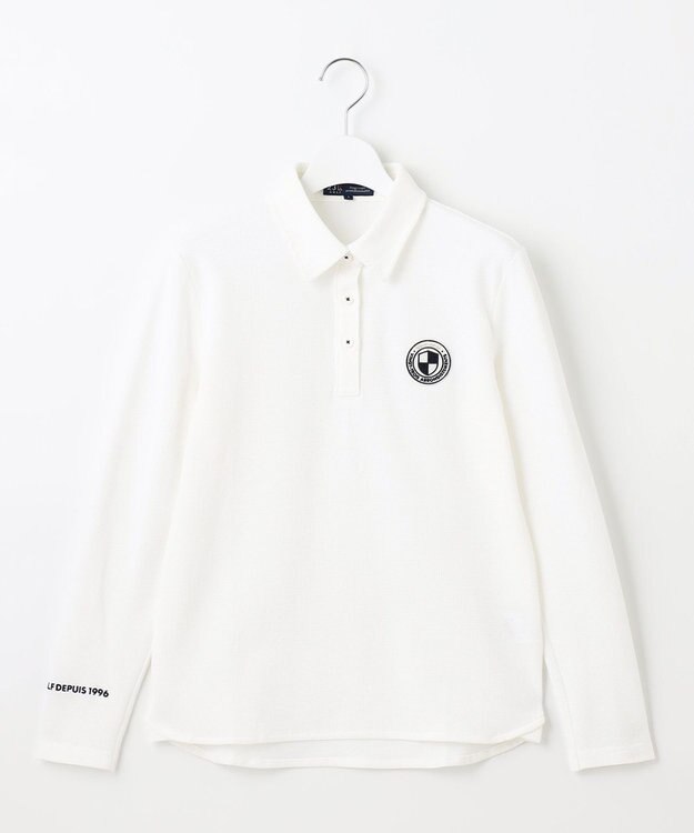 23区GOLF 【WOMEN】スクエアカノコ 長袖 ポロシャツ ホワイト系