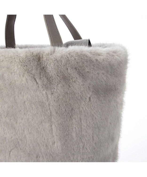 UNBILLION カシュカシュ cachecache / ミンク風ファーシンプルトート ライトグレー