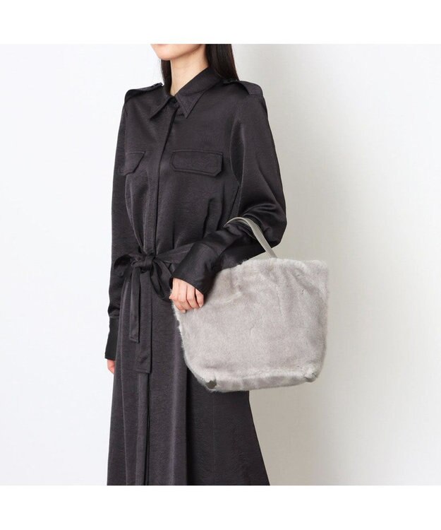 UNBILLION カシュカシュ cachecache / ミンク風ファーシンプルトート ライトグレー