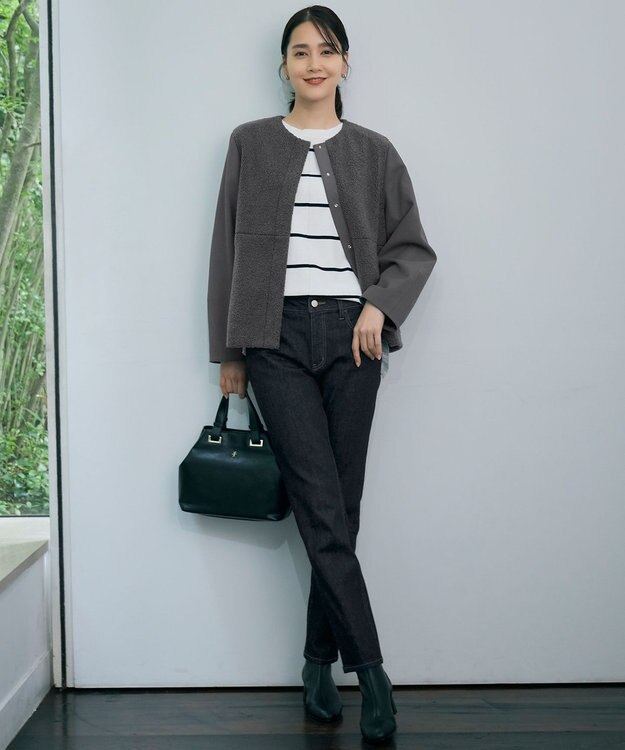 自由区 シープストレッチショート ブーツ ブラック