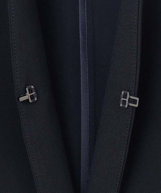 23区 S 【洗える/吸水速乾/UVカット/接触冷感】ストレッチジョーゼット ノーカラー ジャケット ネイビー系