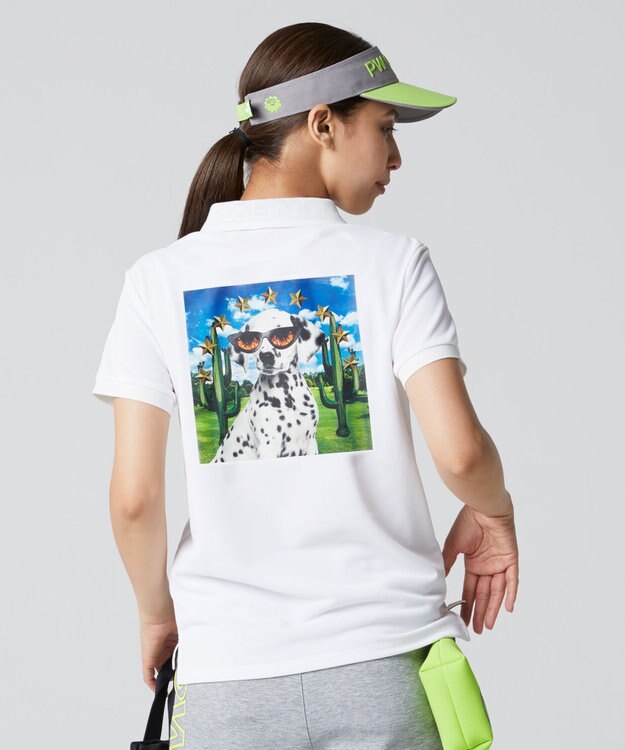 PW CIRCULUS 【WOMEN】【吸汗速乾】アニマル フォト ポロシャツ ホワイト系5