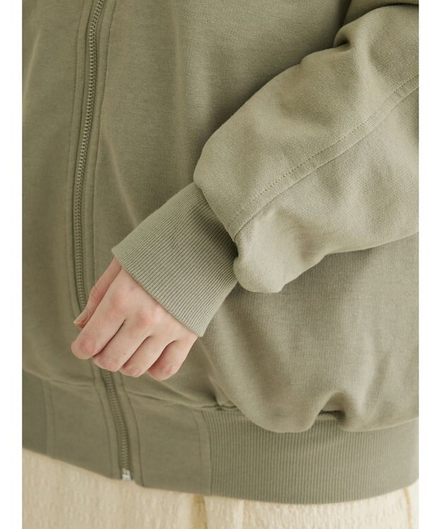 Green Parks コットンＵＳＡミニ裏毛ロングＺＩＰパーカー Khaki