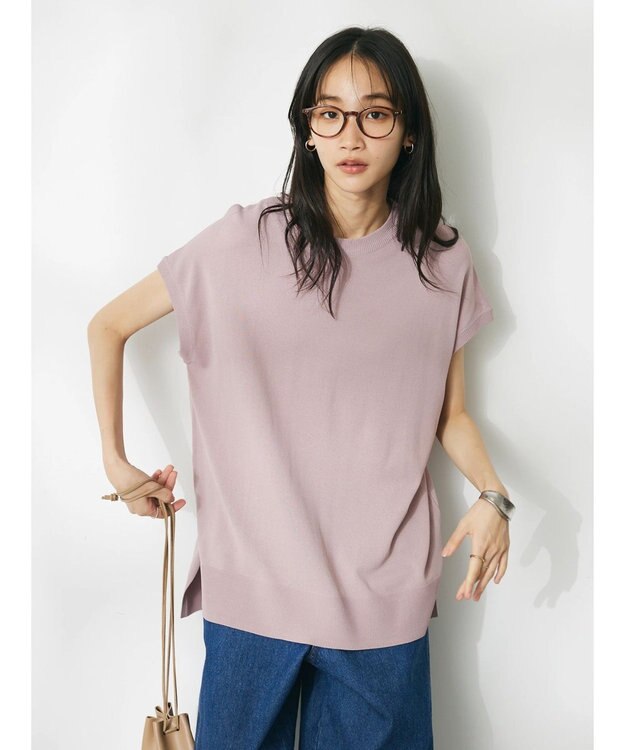 CRAFT STANDARD BOUTIQUE ＵＶカット接触冷感半袖ニットチュニック Pink