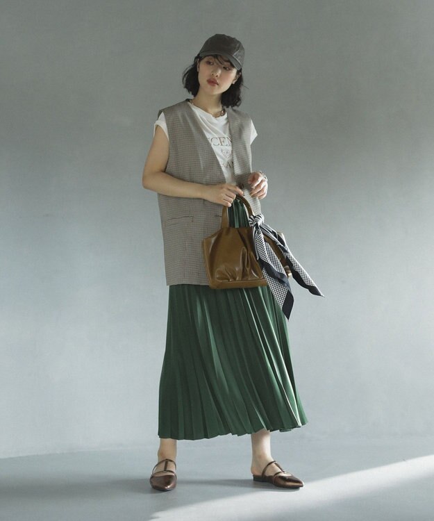 Green Parks ノースリーブチェックジレ Brown