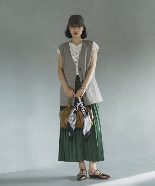 Green Parks ノースリーブチェックジレ Brown