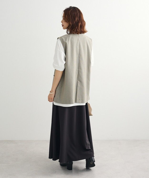 Green Parks ノースリーブチェックジレ Black