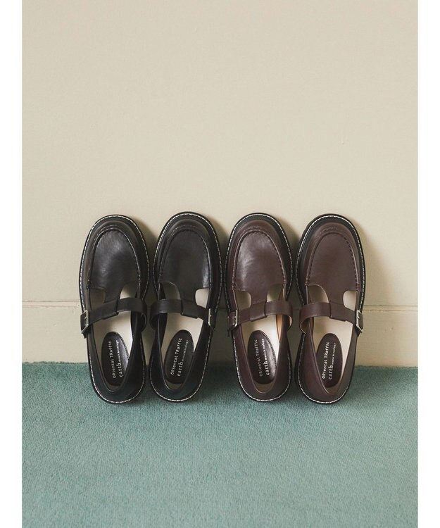 earth music&ecology ＯＲｉｅｎｔａｌＴＲａｆｆｉｃ　Ｔストラップシューズ Black