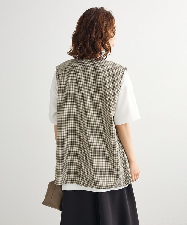 Green Parks ノースリーブチェックジレ Black