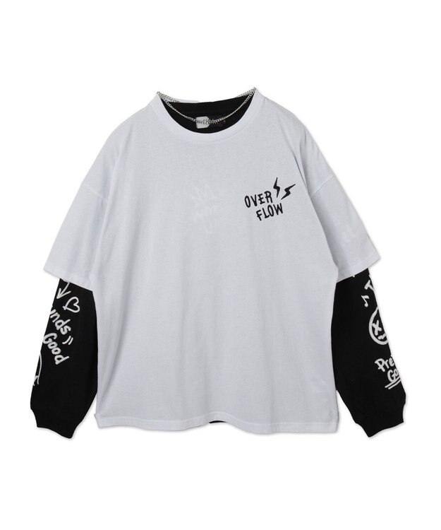 WEGO 【ユニセックス着用ITEM/2点SET】アクセ付きアンサンブルT（LS） ホワイト