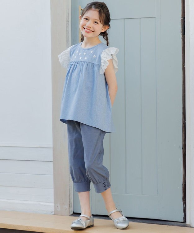組曲 KIDS 【110-140㎝】 petit fleur エンブロイダリーチュニック ブルー