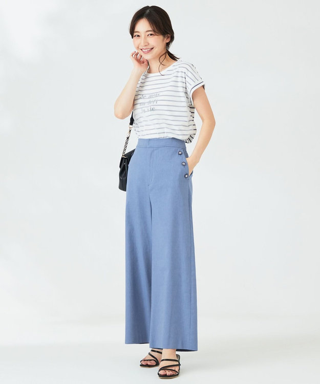 ANY SIS 【洗える】シャンブレーマリン パンツ シャンブレーブルー