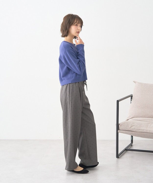 earth music&ecology 【イージーケア】パウダーシャギークルーネックカーディガン Beige