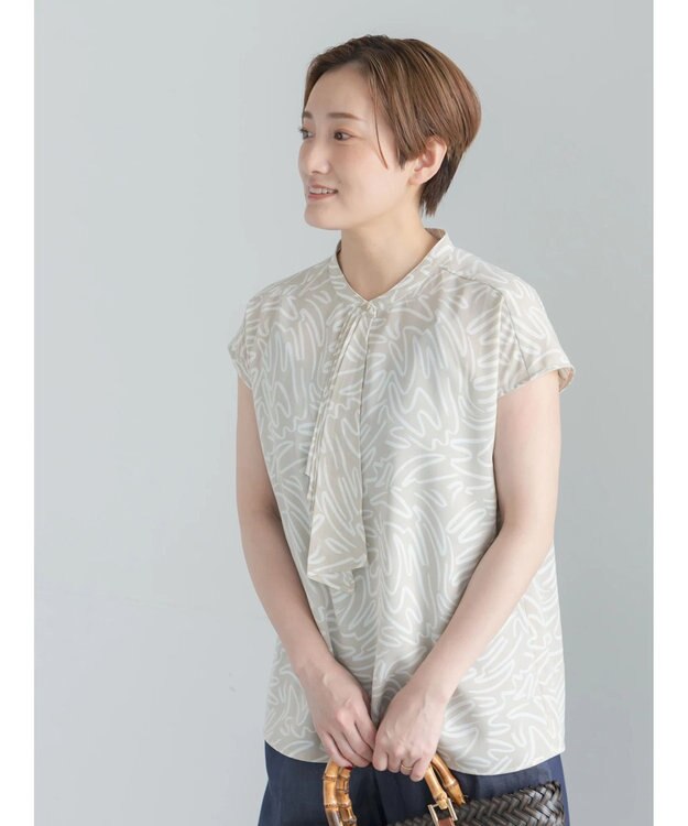 Te chichi パターンアソートフレンチボウタイブラウス グレージュ