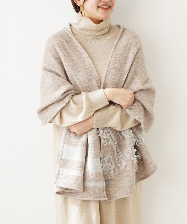 POLS ジャガード織 ウールカットジャガード　ストール ベージュ