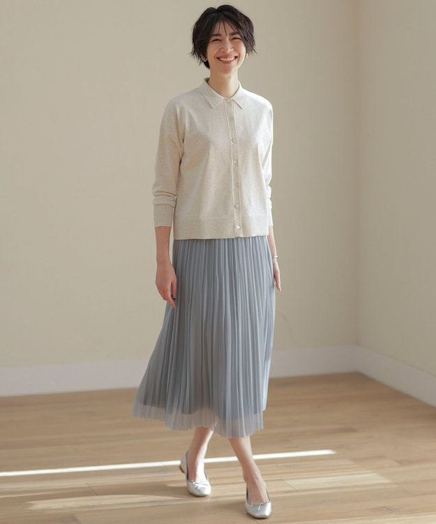 J.PRESS LADIES S 【洗える】ニットポロ カーディガン アイボリー系