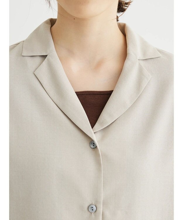 Green Parks 速乾開襟シャツ Gray Beige