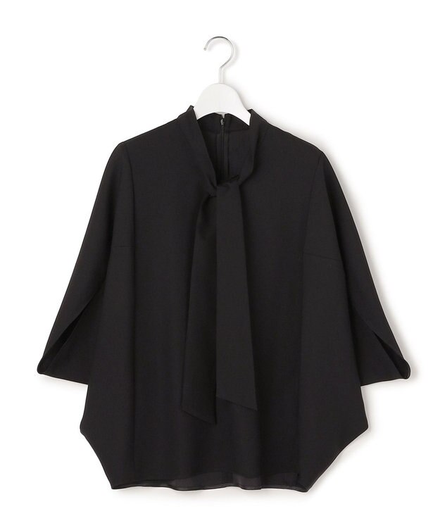 ICB 【先行予約】 FluidBackSatin ドルマンスリーブボウタイブラウス ブラック