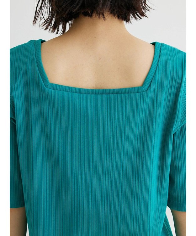 Green Parks 前後２ｗａｙリブ５分袖プルオーバー Black