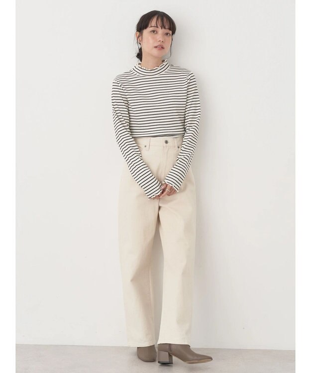 earth music&ecology チェーンリブハイネックプルオーバー Border