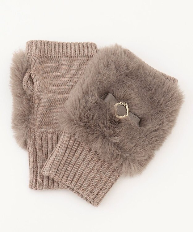 TOCCA KNIT FUR HANDWARMER 手袋 ベージュ系1