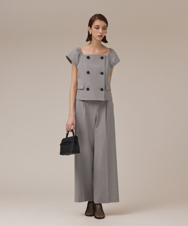 GRACE CONTINENTAL ラップワイドパンツ ストライプ