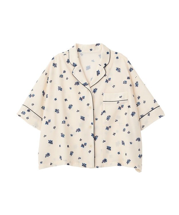 CRAFT STANDARD BOUTIQUE ボタニカルプリントオープンカラーシャツ Ivory