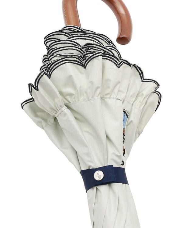 MOONBAT POLO RALPH LAUREN【WEB限定】晴雨兼用日傘 長傘 ワンポイントベア刺繍 フリル 一級遮光 遮熱 UV オフホワイト(プレーン)