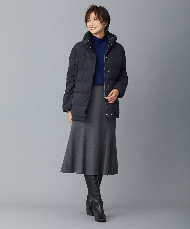 J.PRESS LADIES ブラッシュドマルチポリ ショート ダウンコート ネイビー系