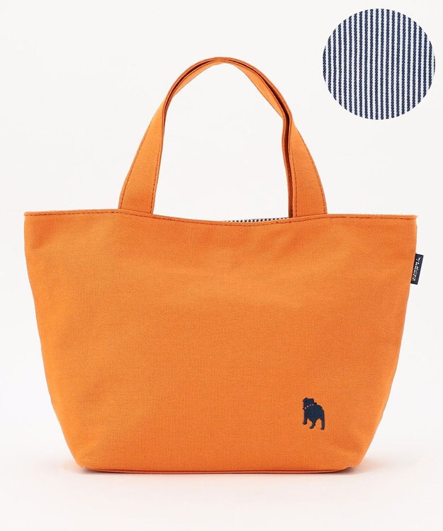 J.PRESS LADIES 【完全受注生産】ポーチ付き キャンバス ミニトートバッグ オレンジ×ストライプ系
