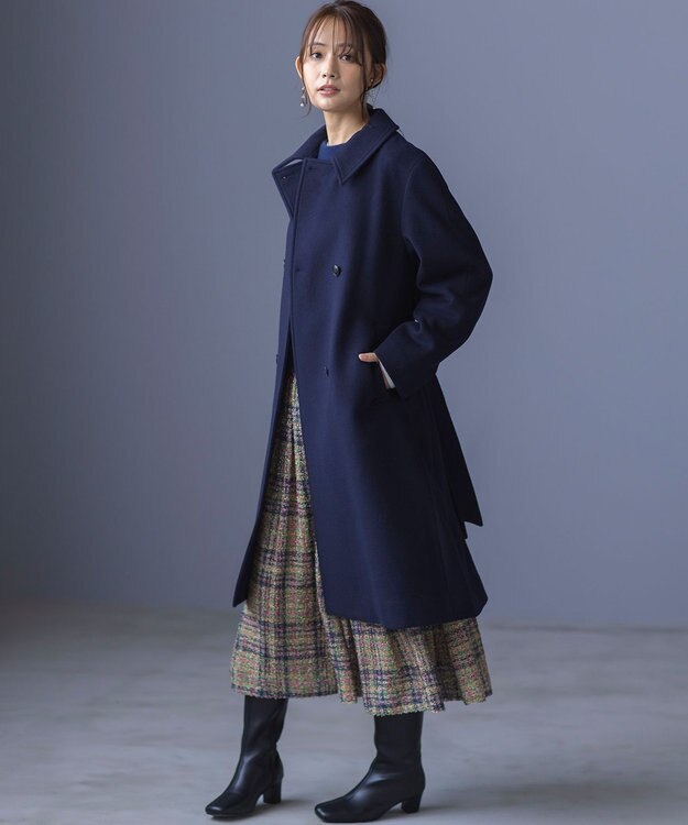 組曲 ライトビーバー トレンチライク ロングコート ネイビー系