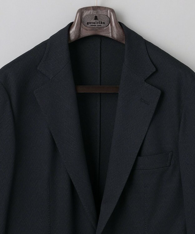 GOTAIRIKU 【通気性/ストレッチ/洗える】エアレースジャケット_ヘリンボーン柄 ブラックヘリンボーン柄