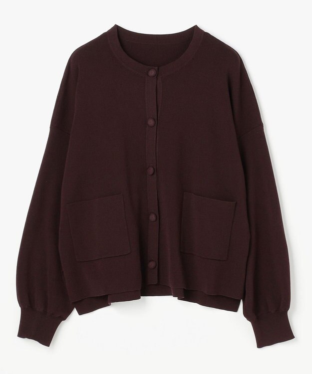 ANY スウェットライクニットカーディガン ブラウン