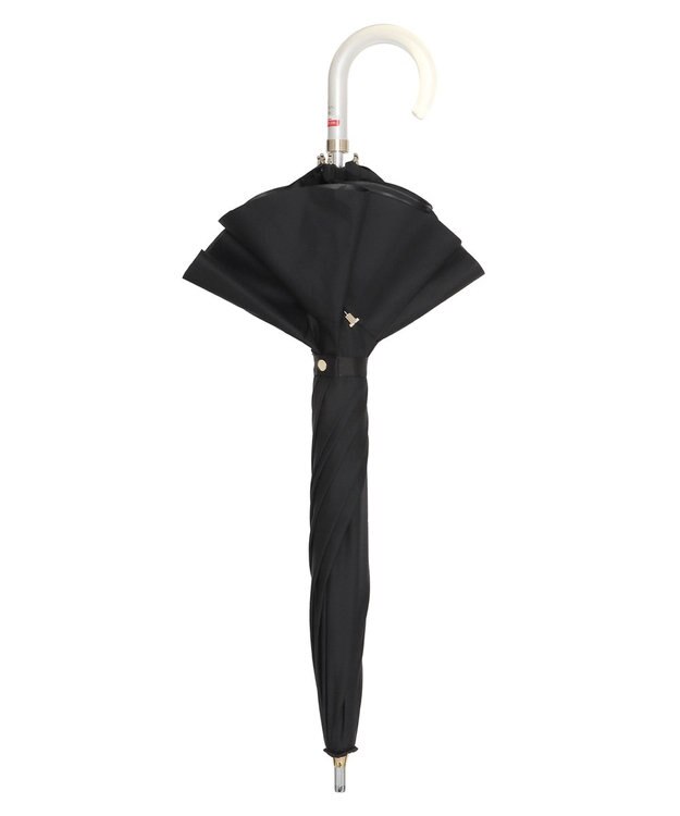 MOONBAT 【雑誌掲載 美人百花6月号】ランバン オン ブルー 晴雨兼用日傘 長傘 フレアフリル＆チャーム 遮光 遮熱 UV ブラック