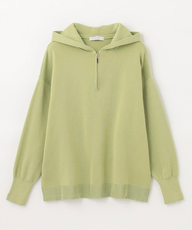 ANY 【洗濯機可】ハーフジップアップ ニットフーディ グリーン