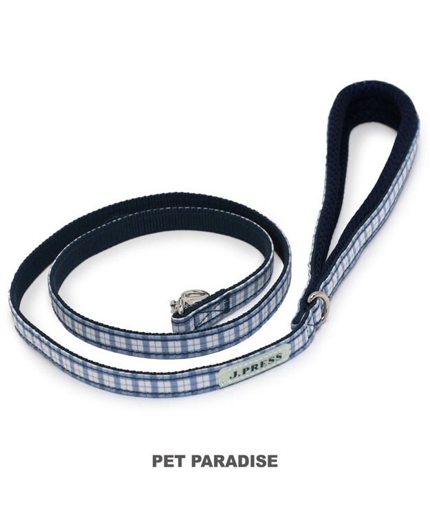 PET PARADISE J.PRESS リード  《チェック柄》 ＳＭ 中型犬 ホワイト×ブルー