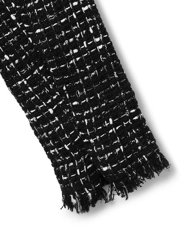 ICB 【セットアップ着用可能】ロービングツイード ノーカラージャケット ブラック×オフホワイト系