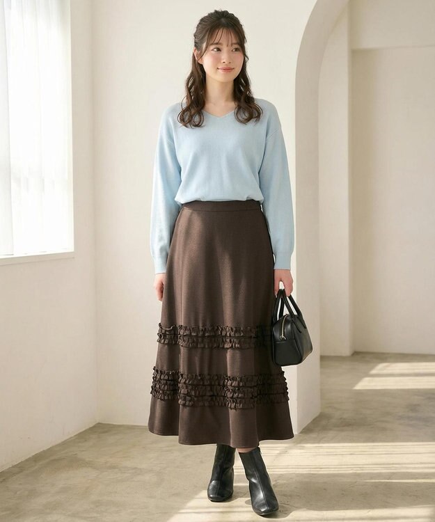 Feroux Vネックニットプルオーバー スカイブルー系