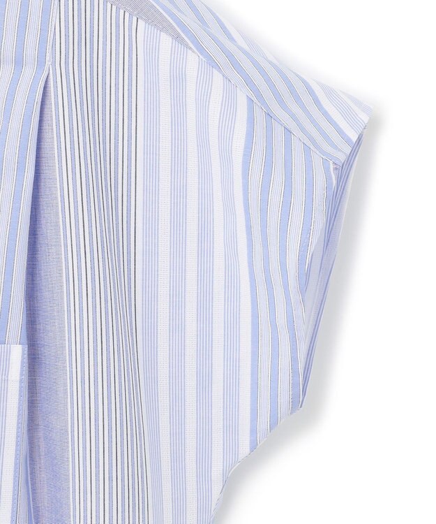 J.PRESS YORK STREET 【WOMEN】キャップスリーブ マルチストライプブラウス サックスブルー系1