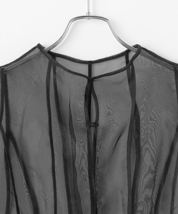 #Newans オーガンジーパネルブラウス ブラック