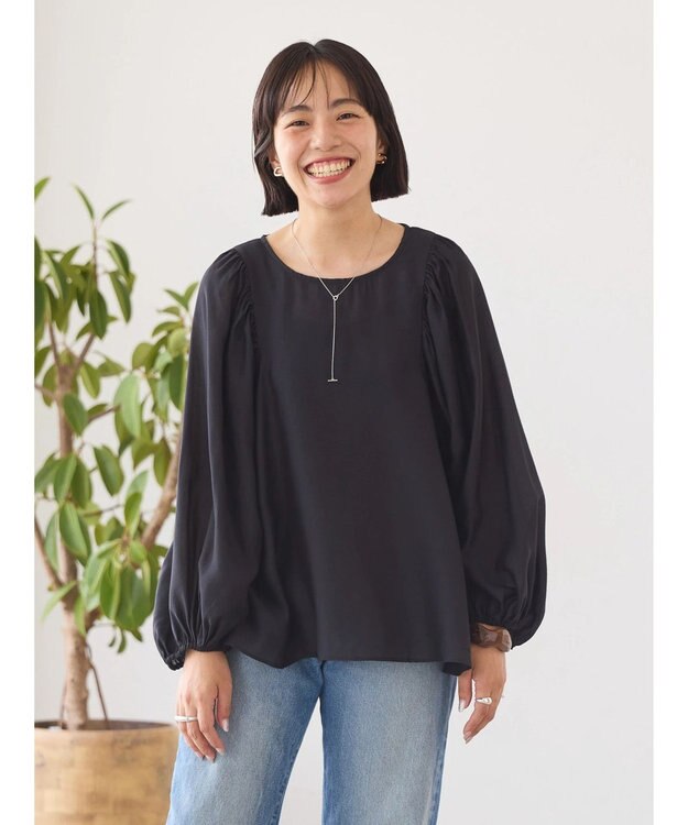 AMERICAN HOLIC 袖ボリュームシアーブラウス Black