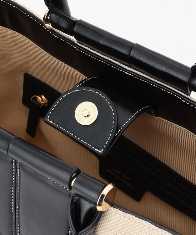 23区 キャンバスコンビ トートバッグ ホワイト×ブラック