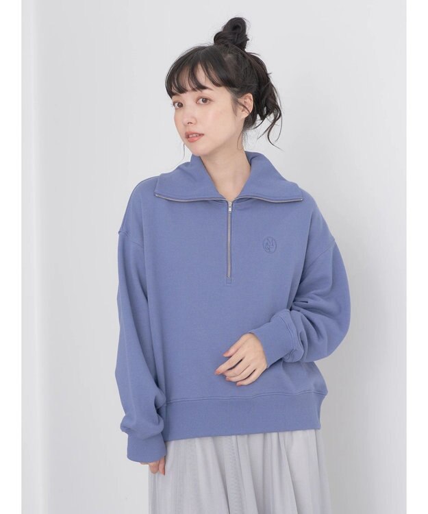 earth music&ecology ハーフＺＩＰスウェット Blue