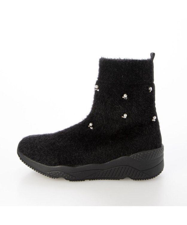 MODE ET JACOMO <carino>ビジュー付きニットブーツ ブラック