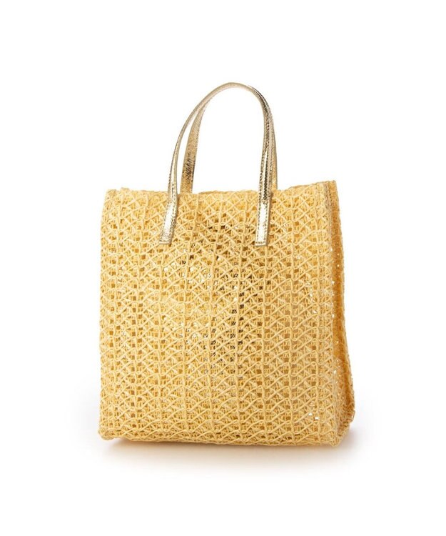 UNBILLION カシュカシュ cachecache / 透かし編みスクエアトートバッグ ゴールド