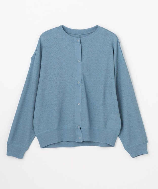 ANY シアーワッフルカーディガン ブルー
