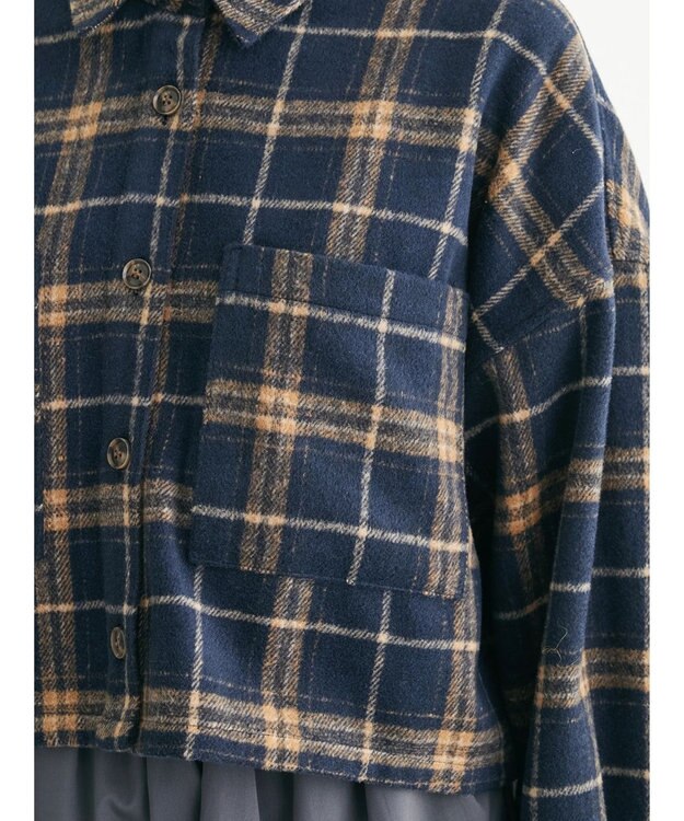 Green Parks ・ＥＬＥＮＣＡＲＥ　ＤＵＥ　シャギーチェックショートシャツ Navy