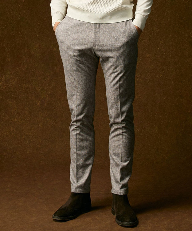 JOSEPH ABBOUD 【ストレッチ/ウエストも伸びる】ウールライクフランネルジャージーパンツ ライトグレー系
