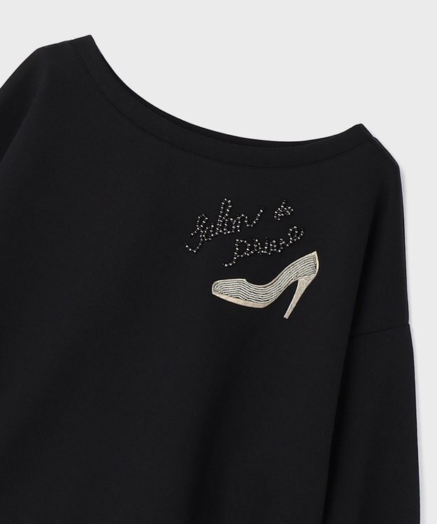 GRACE CONTINENTAL モチーフ刺繍スウェットトップ ブラック